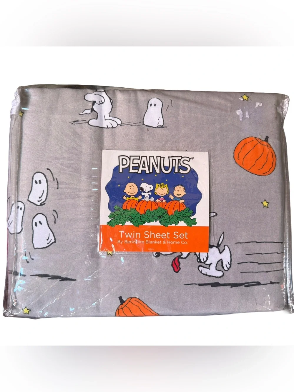BERKSHIRE X PEANUTS NWT fall pumpkin snoopy sheet set -twin